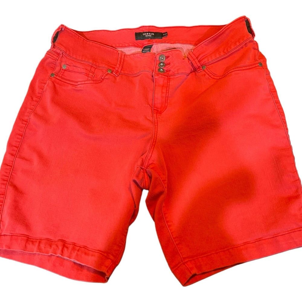 TORRID | Women's Plus Size 22 Bermuda Shorts  Red Cotton Blend Denim Button